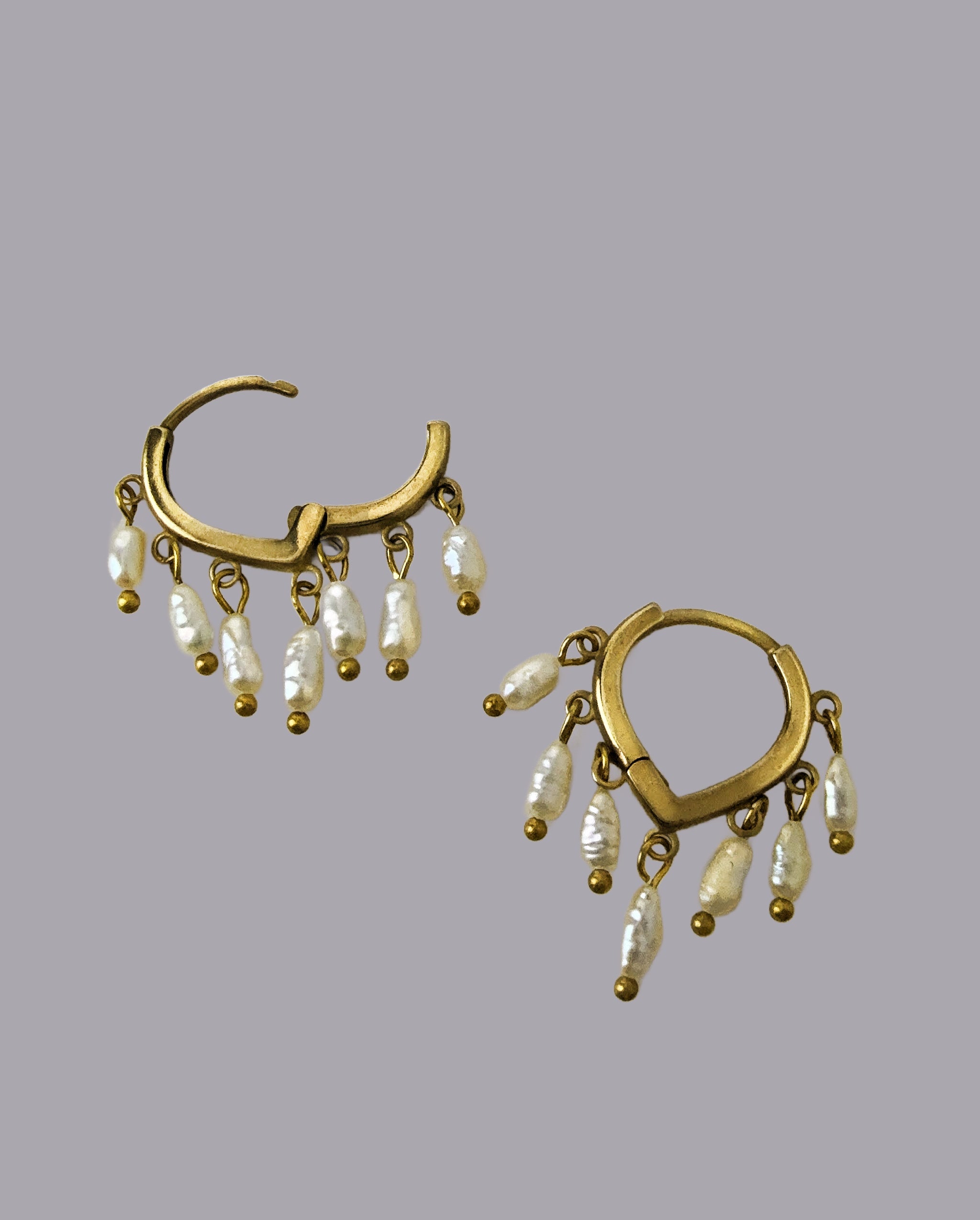 Calitha Huggie Earring – White Pearl – A handcrafted earrings by Alysian.