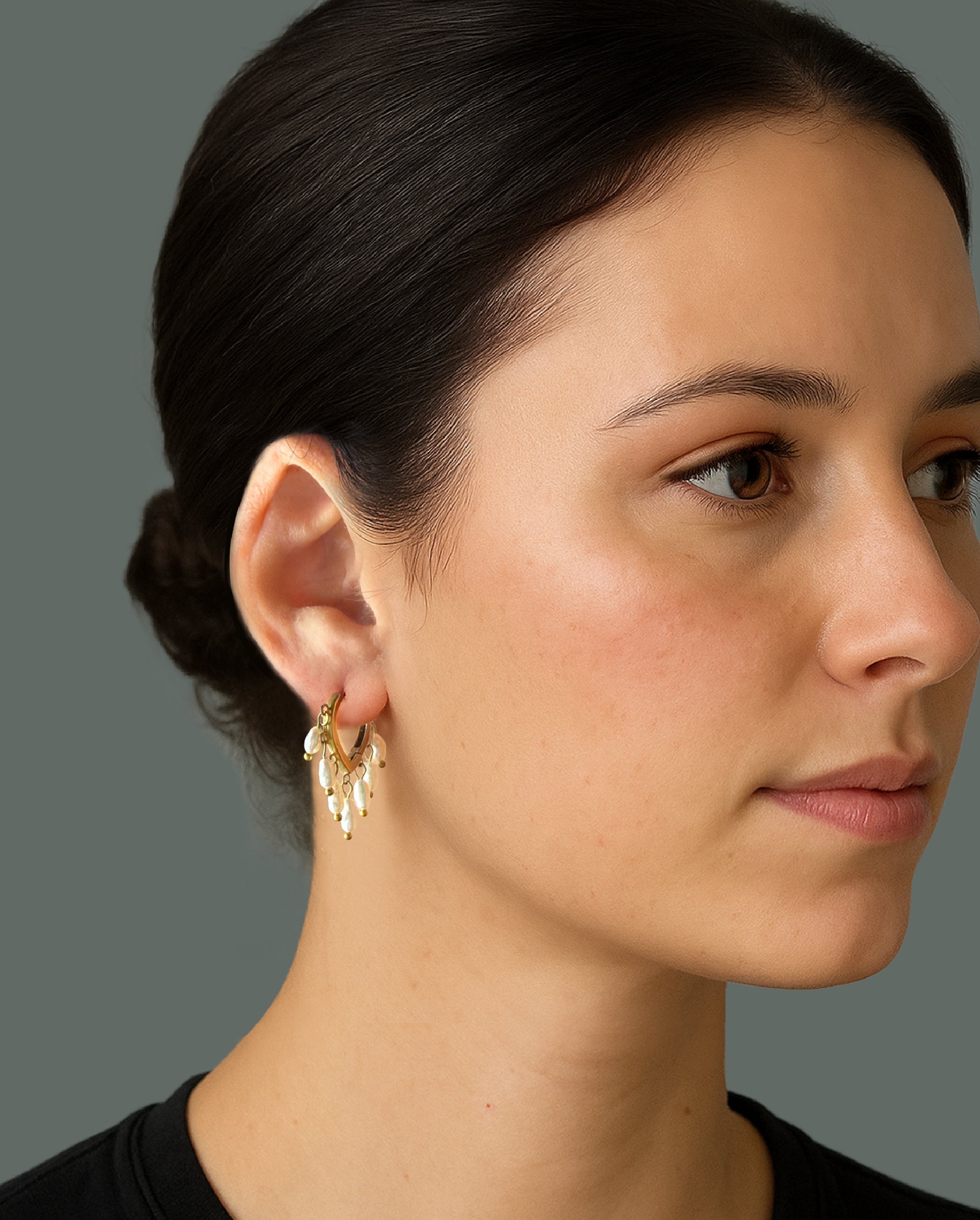 Calitha Huggie Earring – White Pearl – A handcrafted earrings by Alysian.