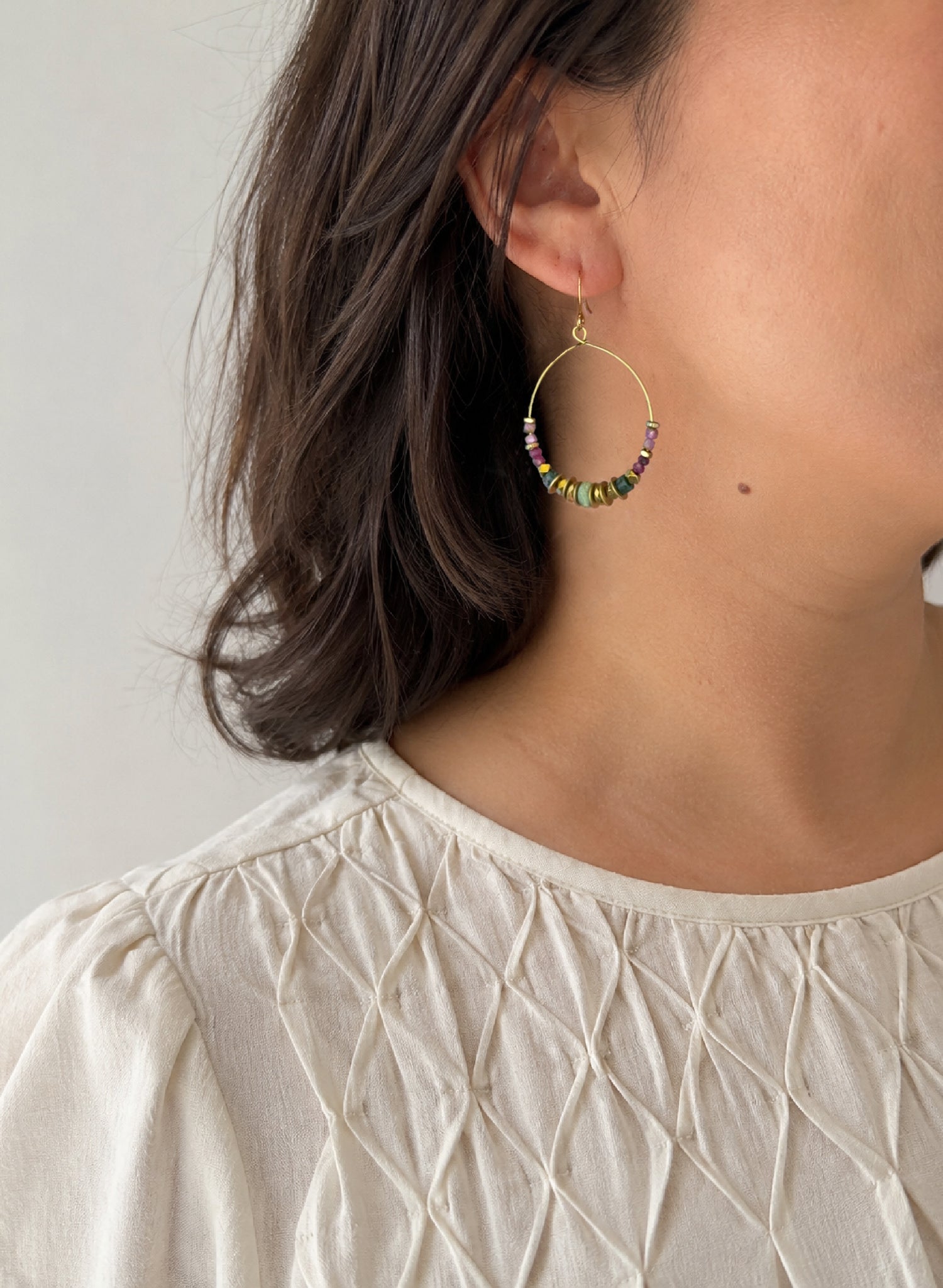 Mirelle Multistone Hoop Earring