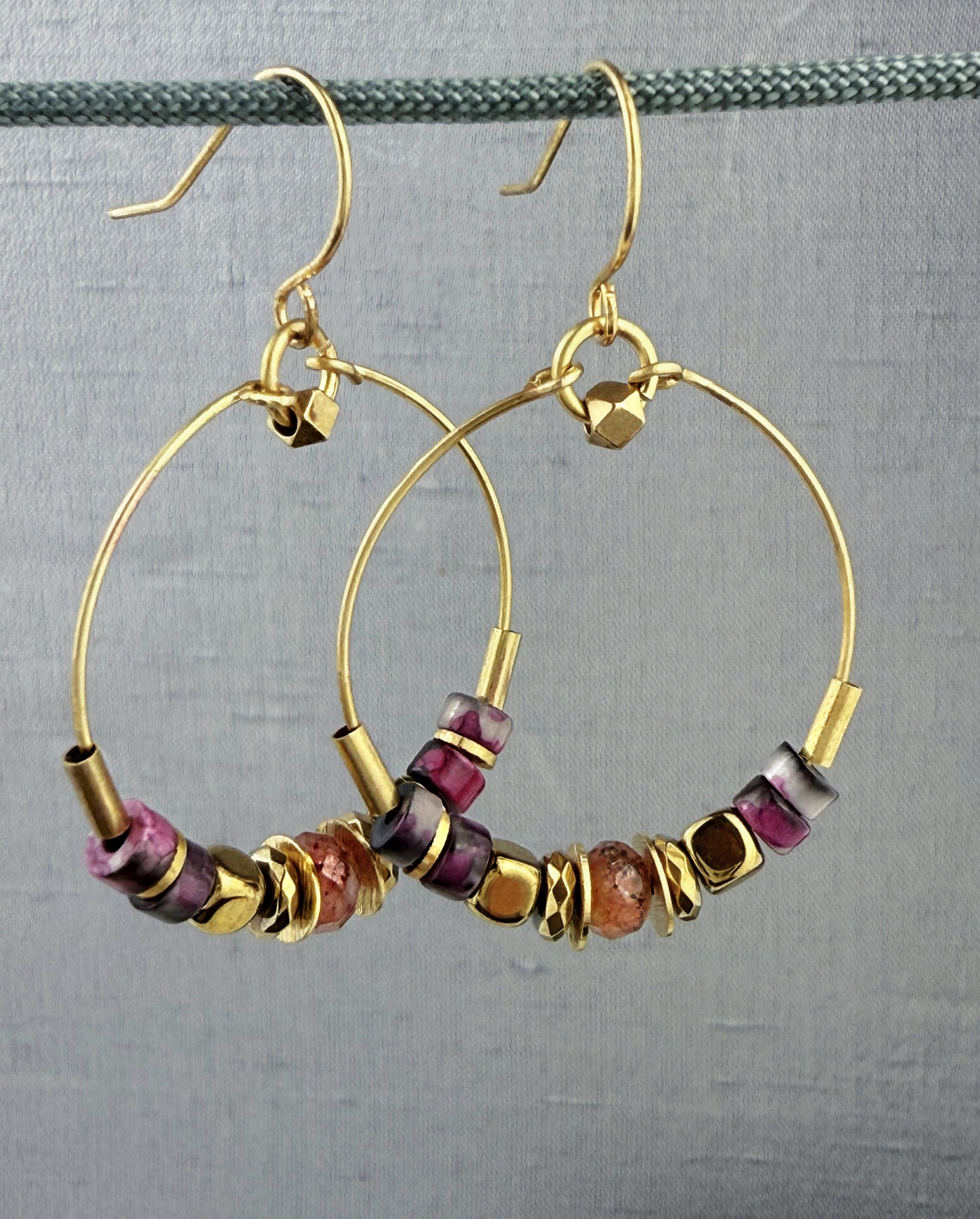 Parisa Hoop Earring - Blush Strawberry Quartz – A handcrafted earring by Alysian.