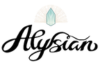 Logo of Alysian with a stylized crystal on a white background