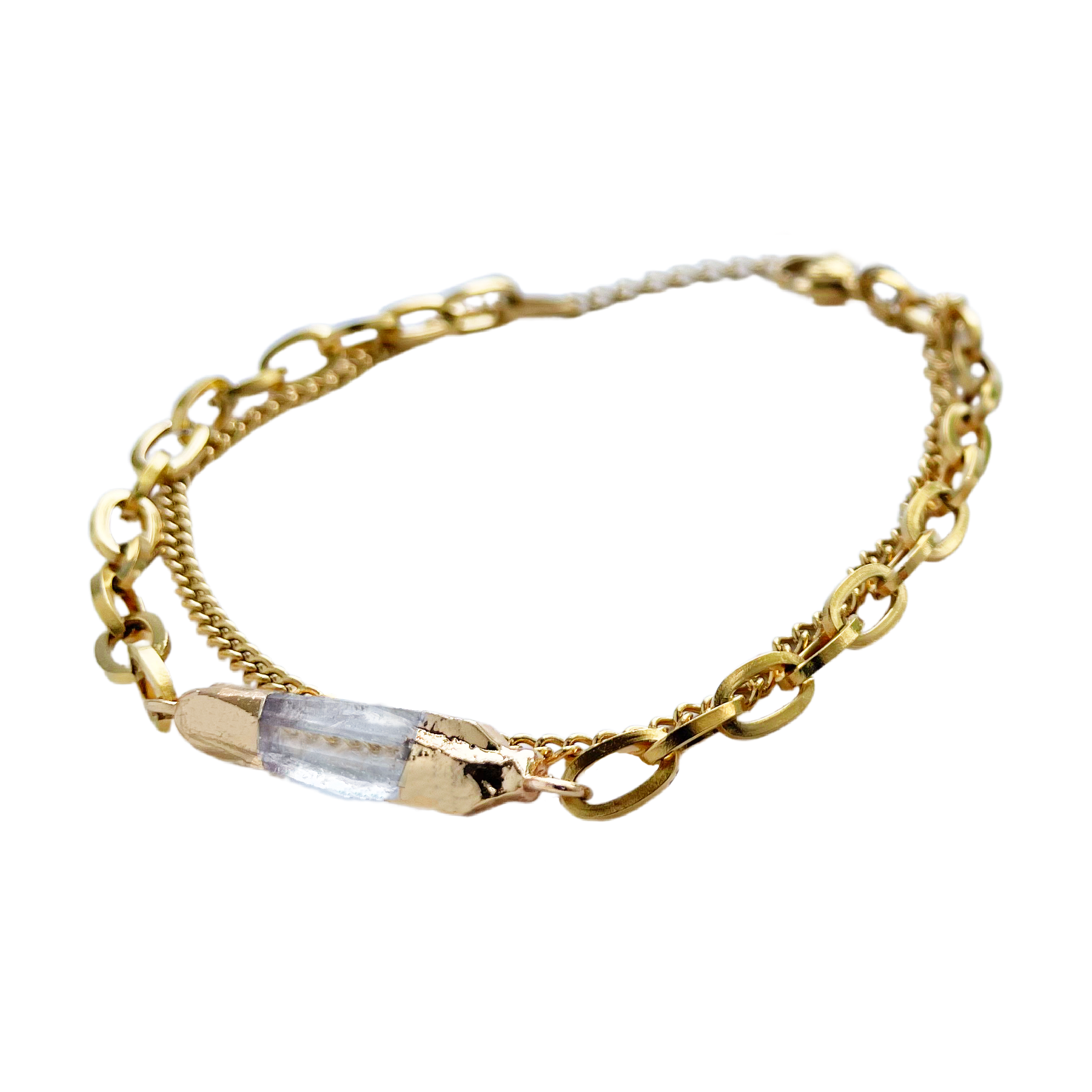 Aella Clear Quartz Bracelet – Gold Tone – A handcrafted bracelet by Alysian.