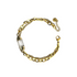A gold-tone stainless steel chain bracelet  in a double-strand design with a clear raw quartz point center stone. 