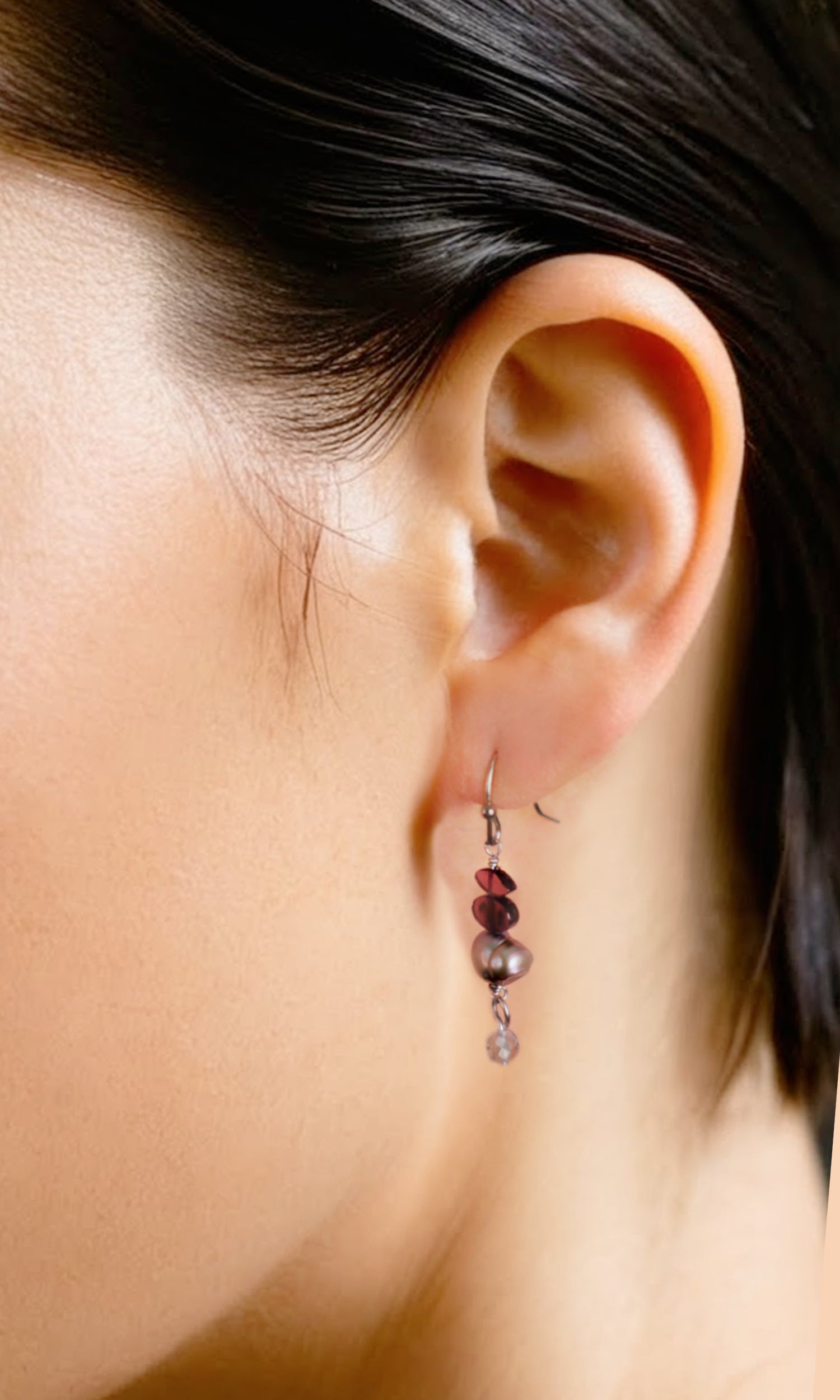 Rasi Garnet Drop Earring