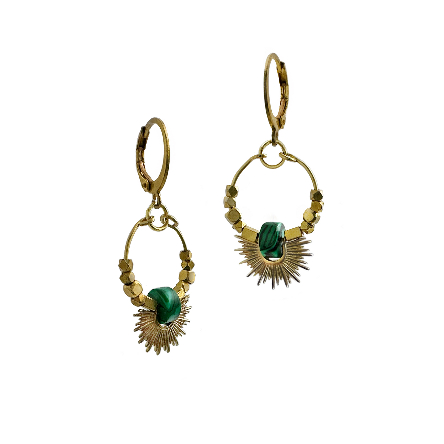 Eleni Mini Hoop Malachite Earring