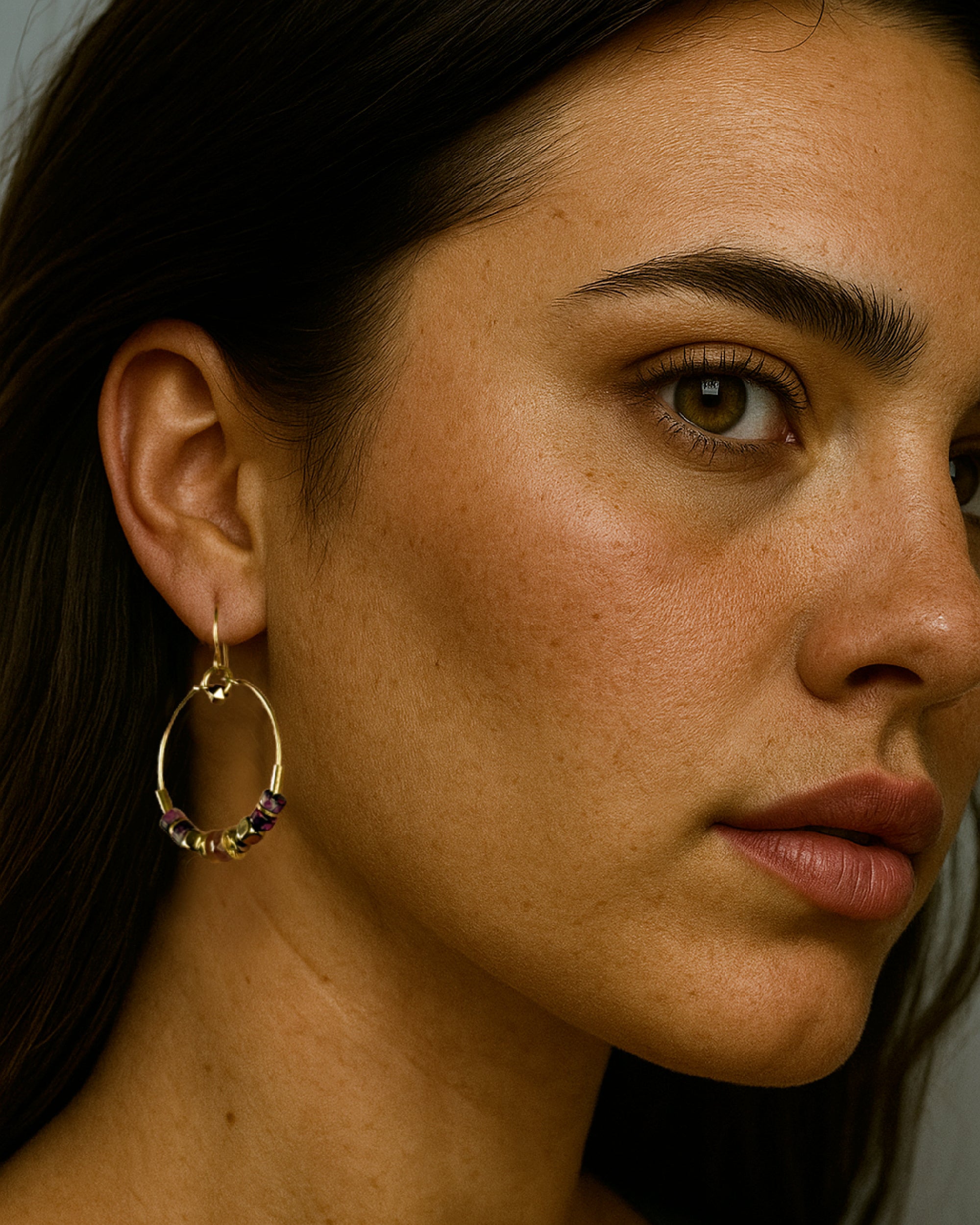 Parisa Hoop Earring - Blush Strawberry Quartz – A handcrafted earring by Alysian.