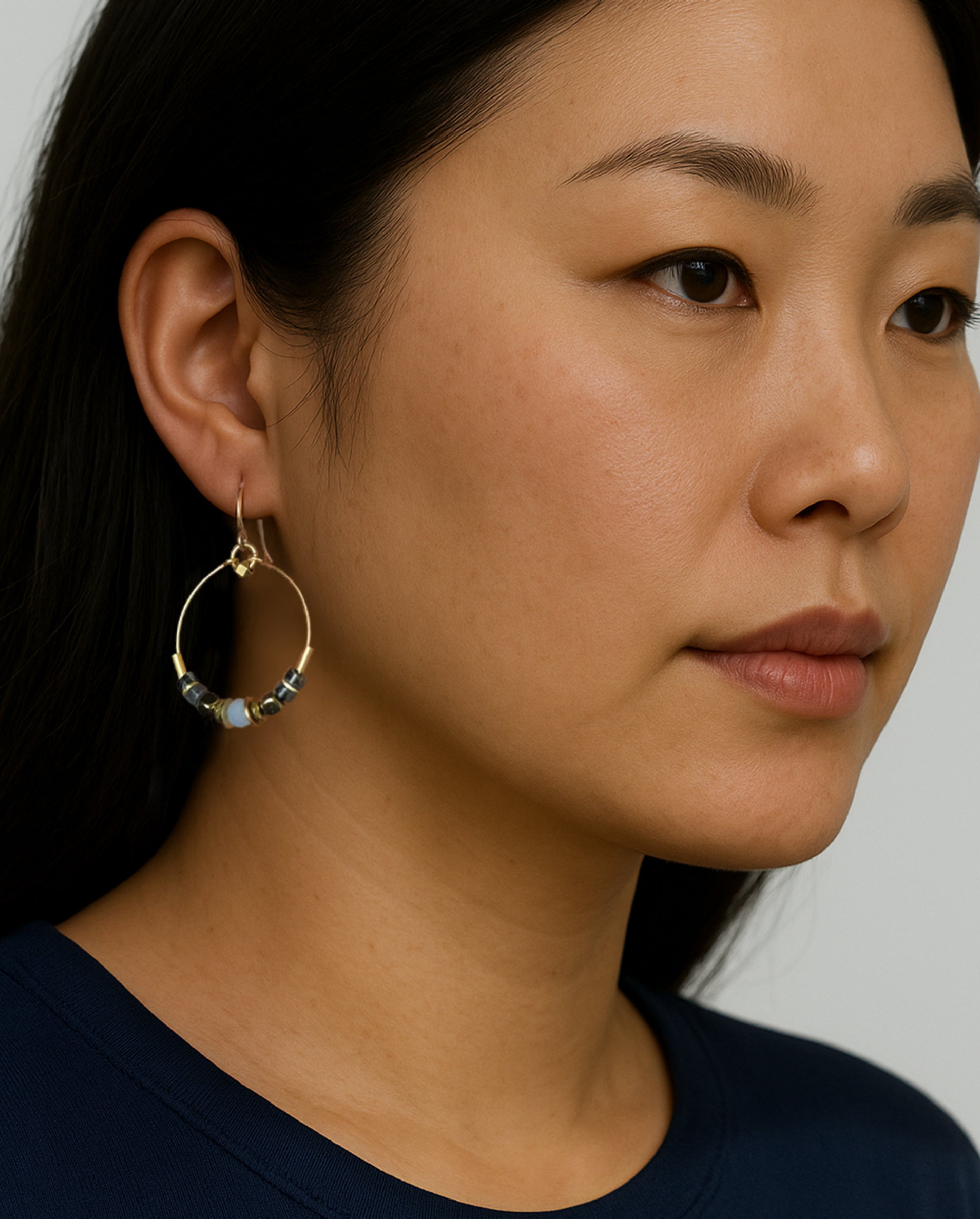 Parisa Hoop Earring - Blue Chalcedony – A handcrafted earring by Alysian.