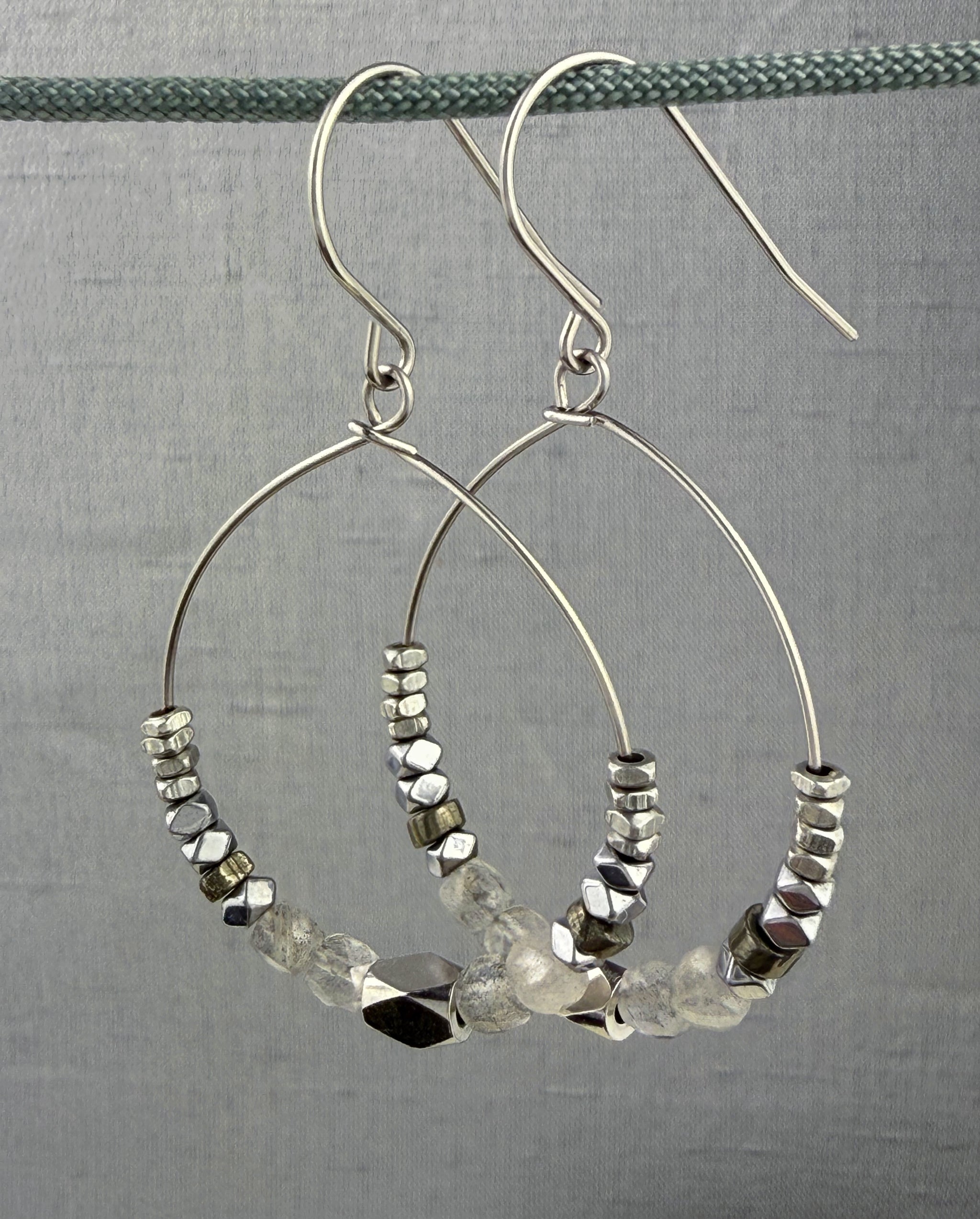 Luja Labradorite Hoop Earring – A handcrafted earring by Alysian.