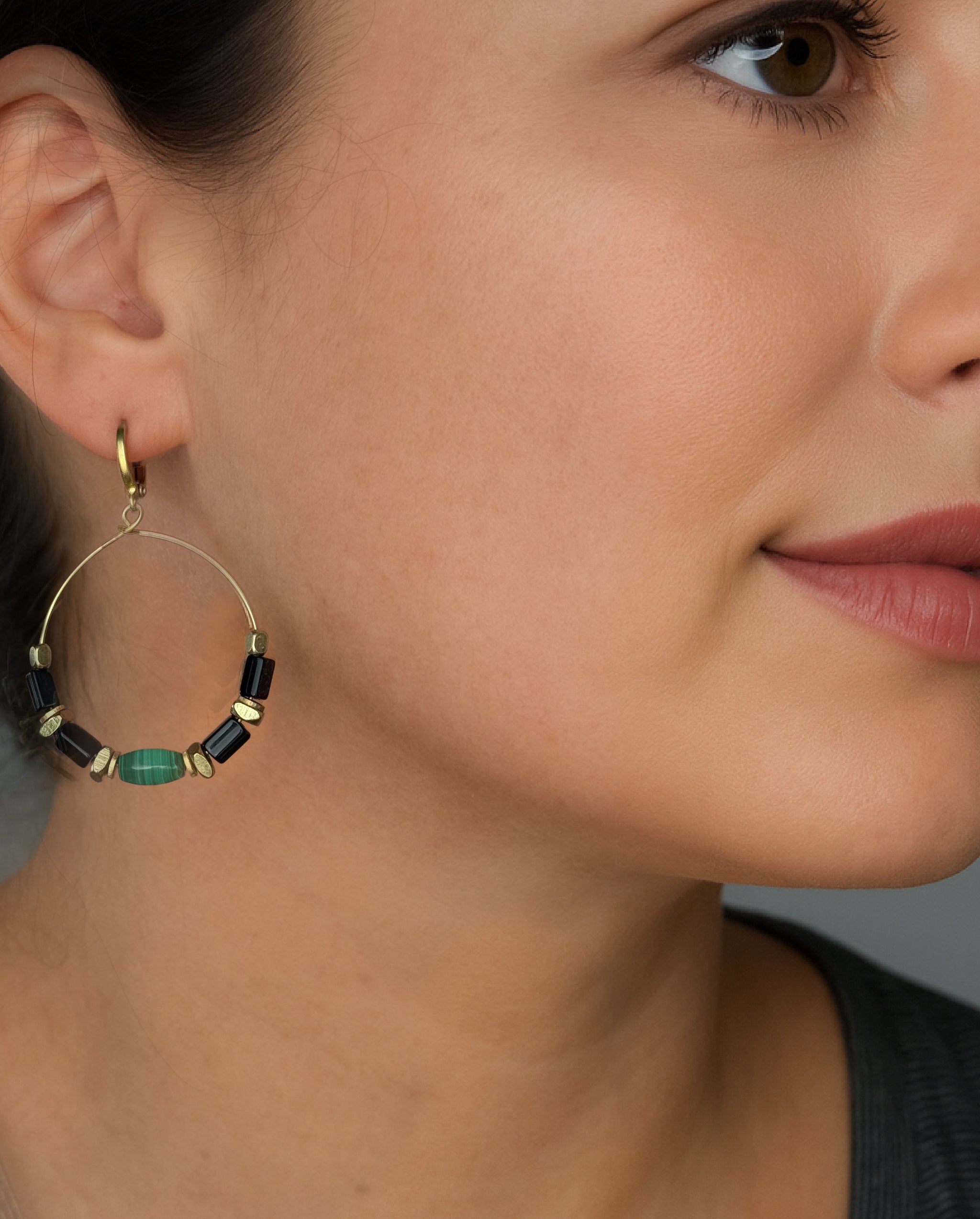 Caden Malachite Hoop Earring – A handcrafted earring by Alysian.