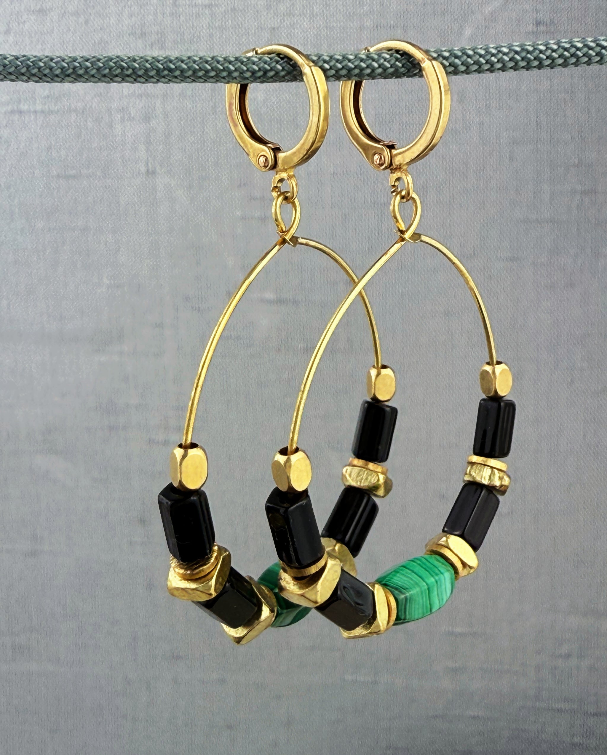 Caden Malachite Hoop Earring – A handcrafted earring by Alysian.