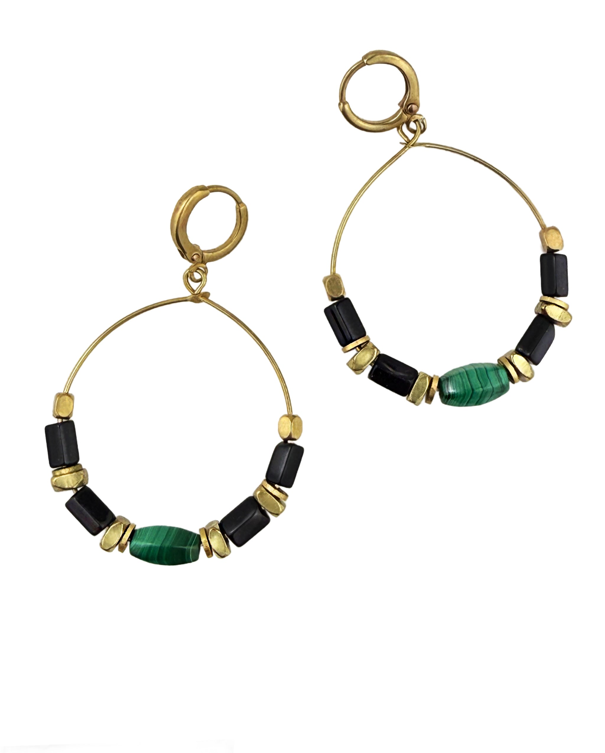 Caden Malachite Hoop Earring – A handcrafted earring by Alysian.