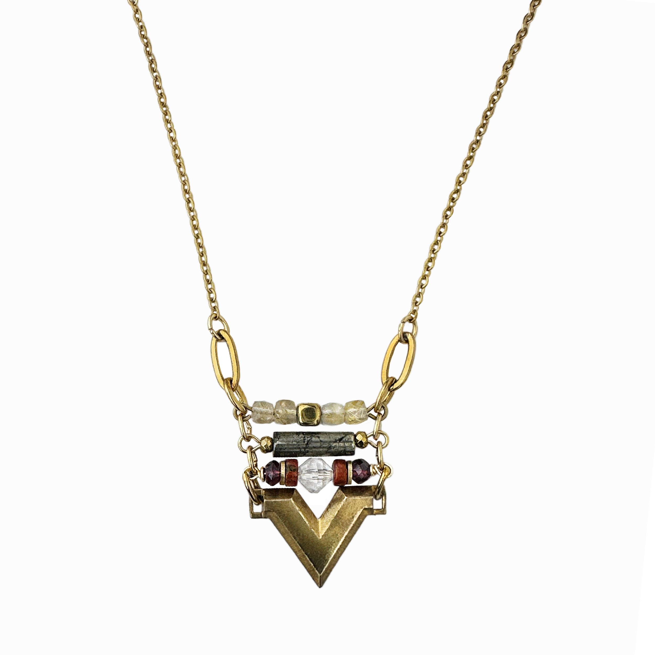Cheren Chevron Pendant Necklace – A handcrafted necklace by Alysian.