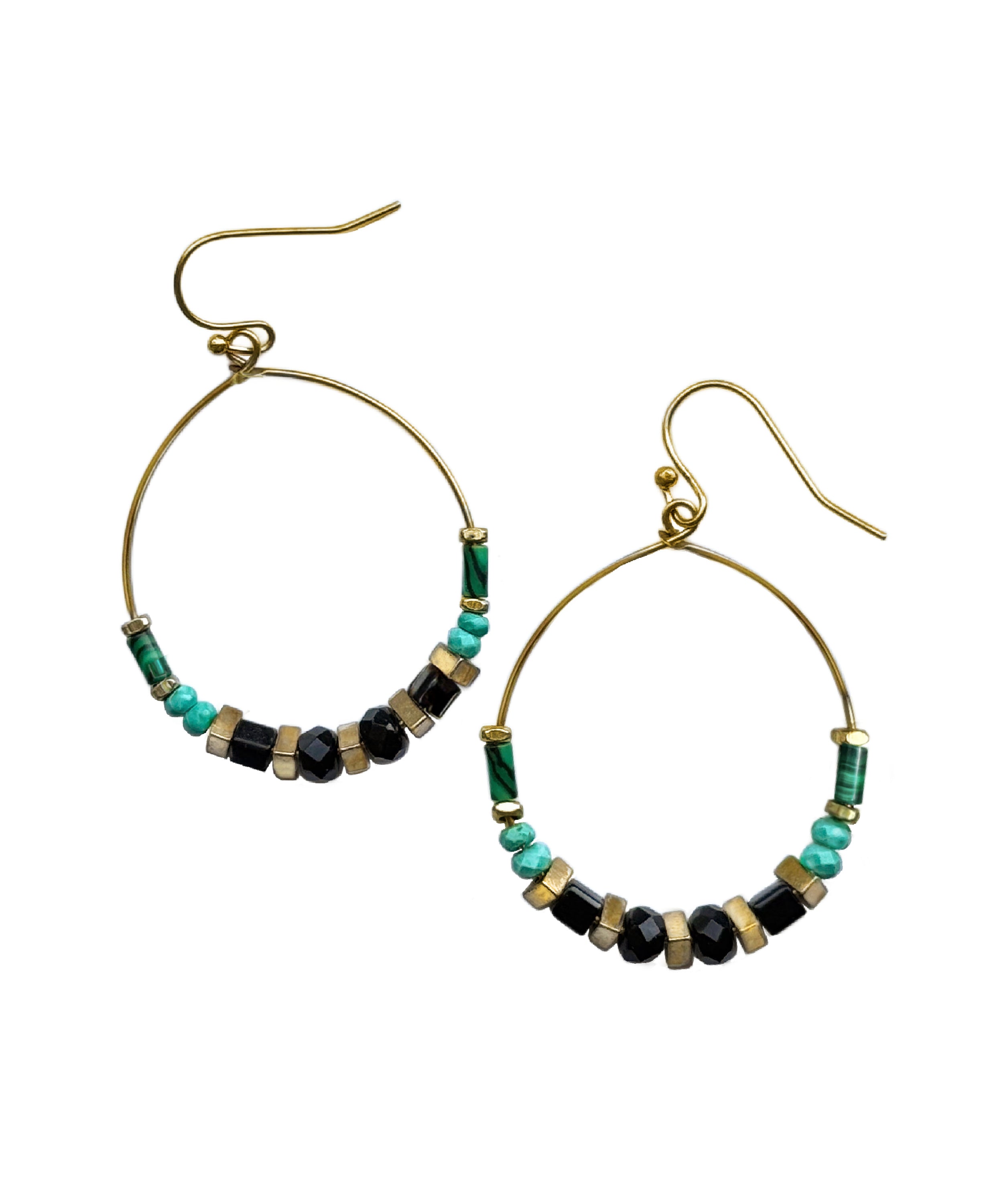 Adira Gemstone Hoop Earring with Vintage Crystal