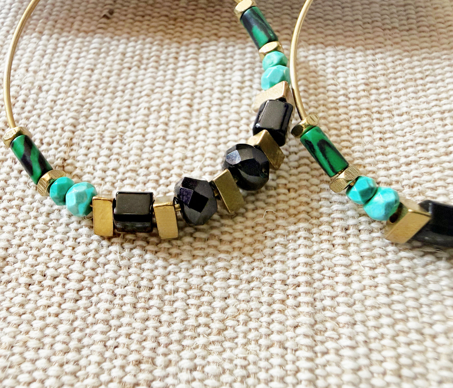 Adira Gemstone Hoop Earring with Vintage Crystal