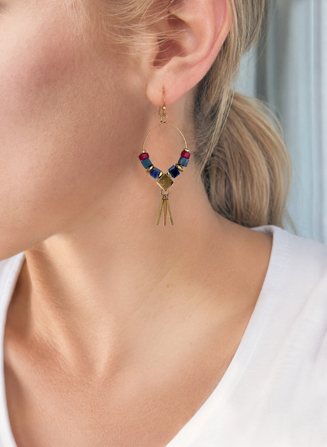 Azra Sodalite Hoop Earring