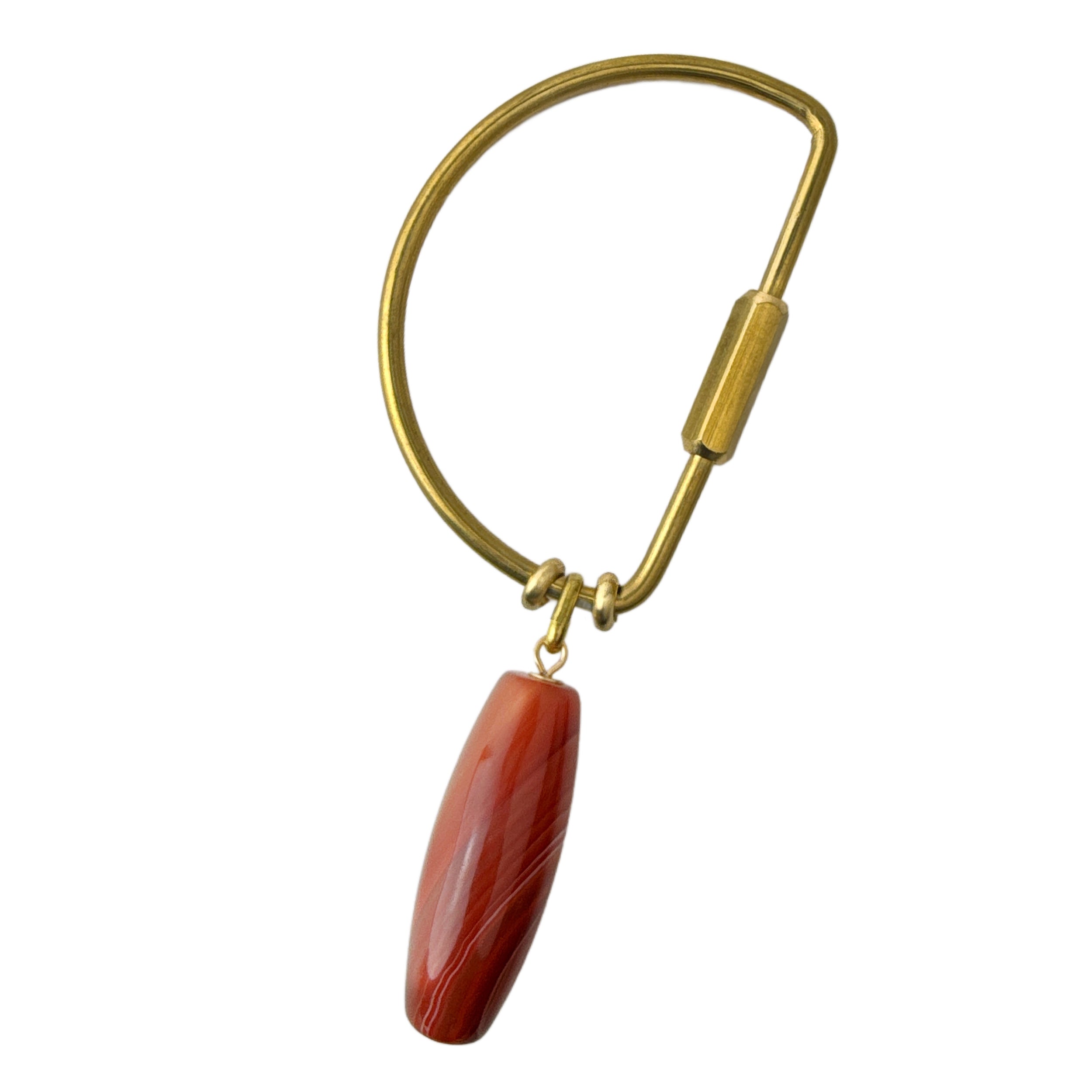 Gemstone Keyring | Rock &amp; Key – D-Style Carabiner Orange (Botswana agate stone) – A handcrafted key ring by Alysian.