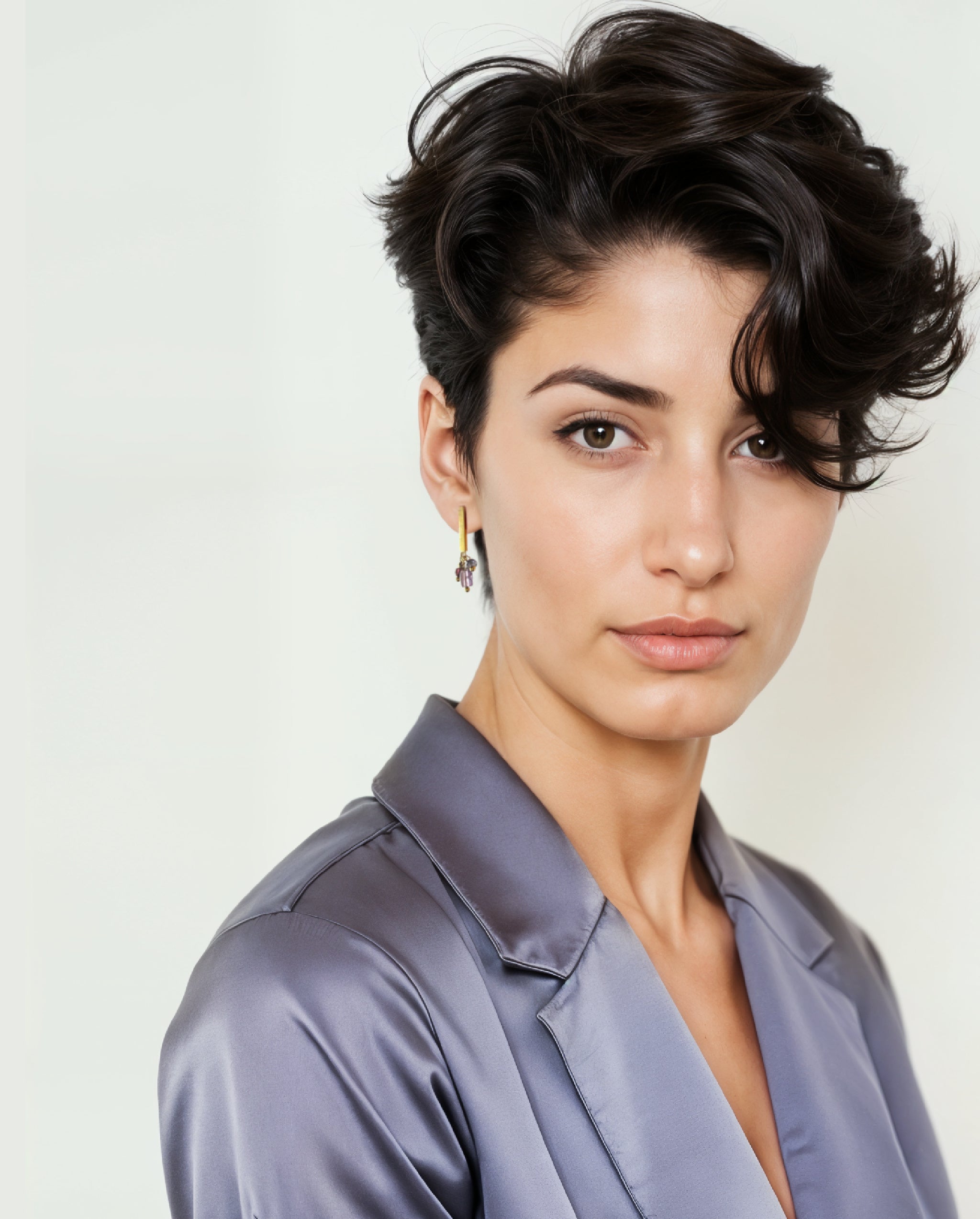 Iona Earring – Gold Tone / Amethyst Mix – A handcrafted earrings by Alysian.