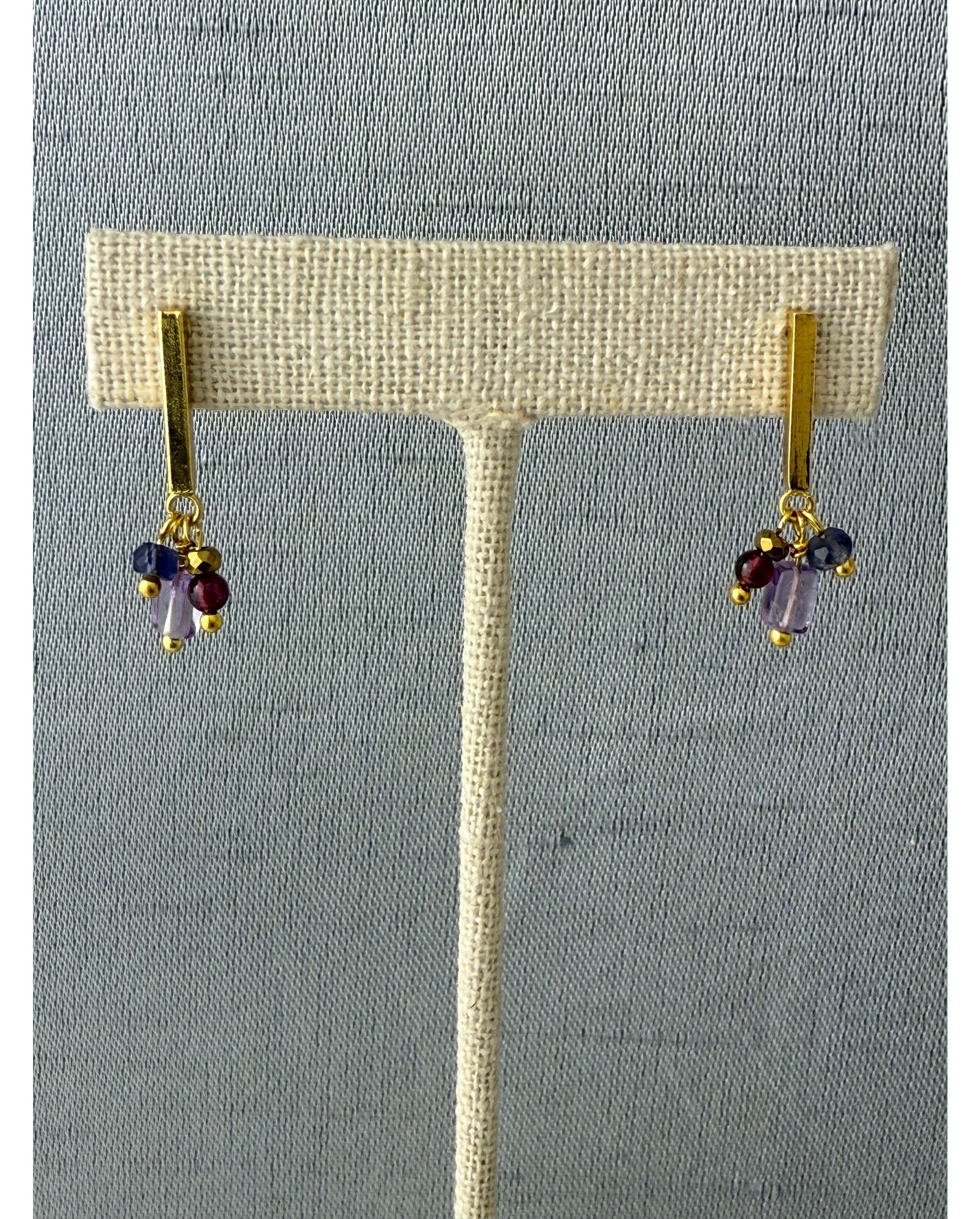 Iona Earring – Gold Tone / Amethyst Mix – A handcrafted earrings by Alysian.