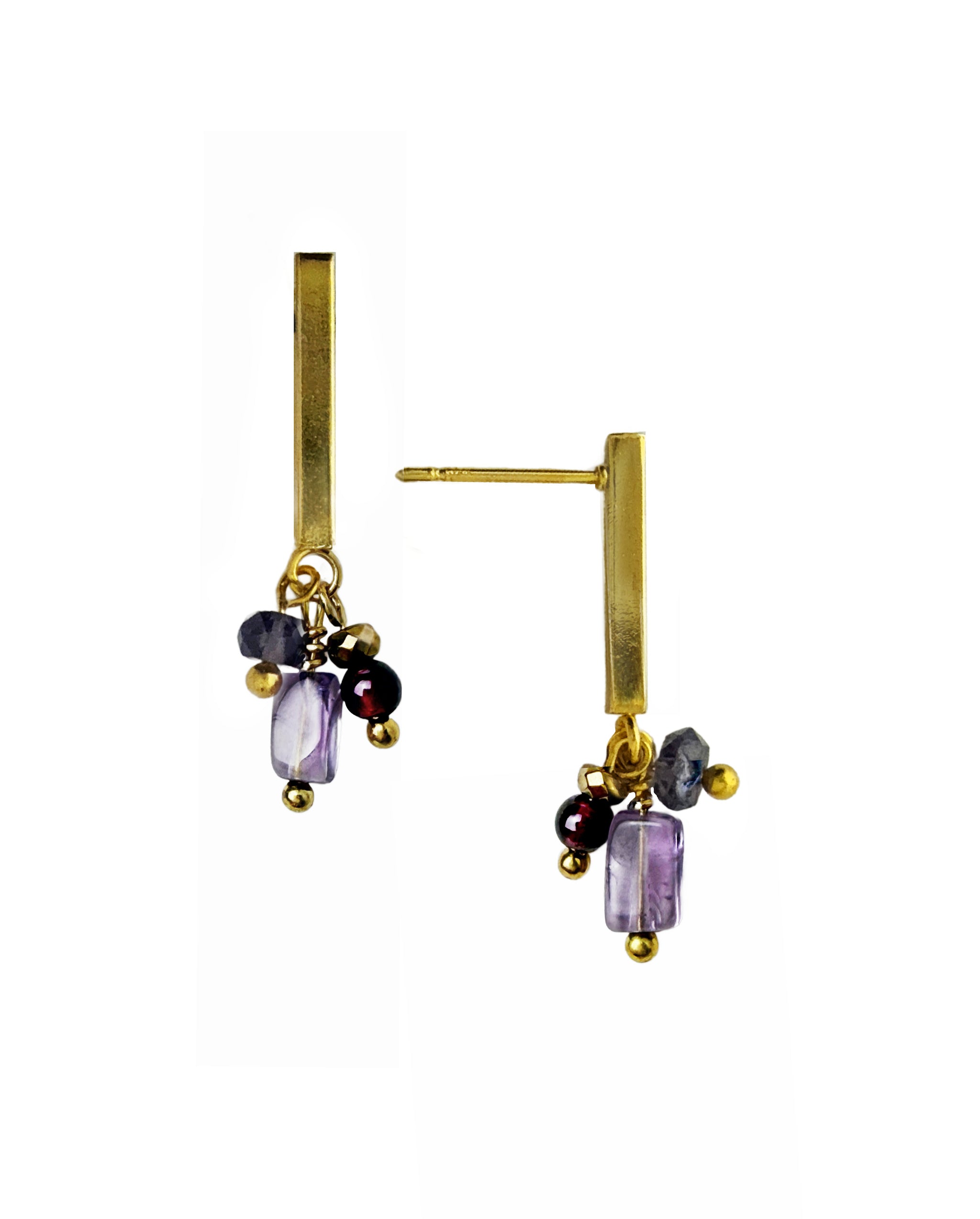 Iona Earring – Gold Tone / Amethyst Mix – A handcrafted earrings by Alysian.