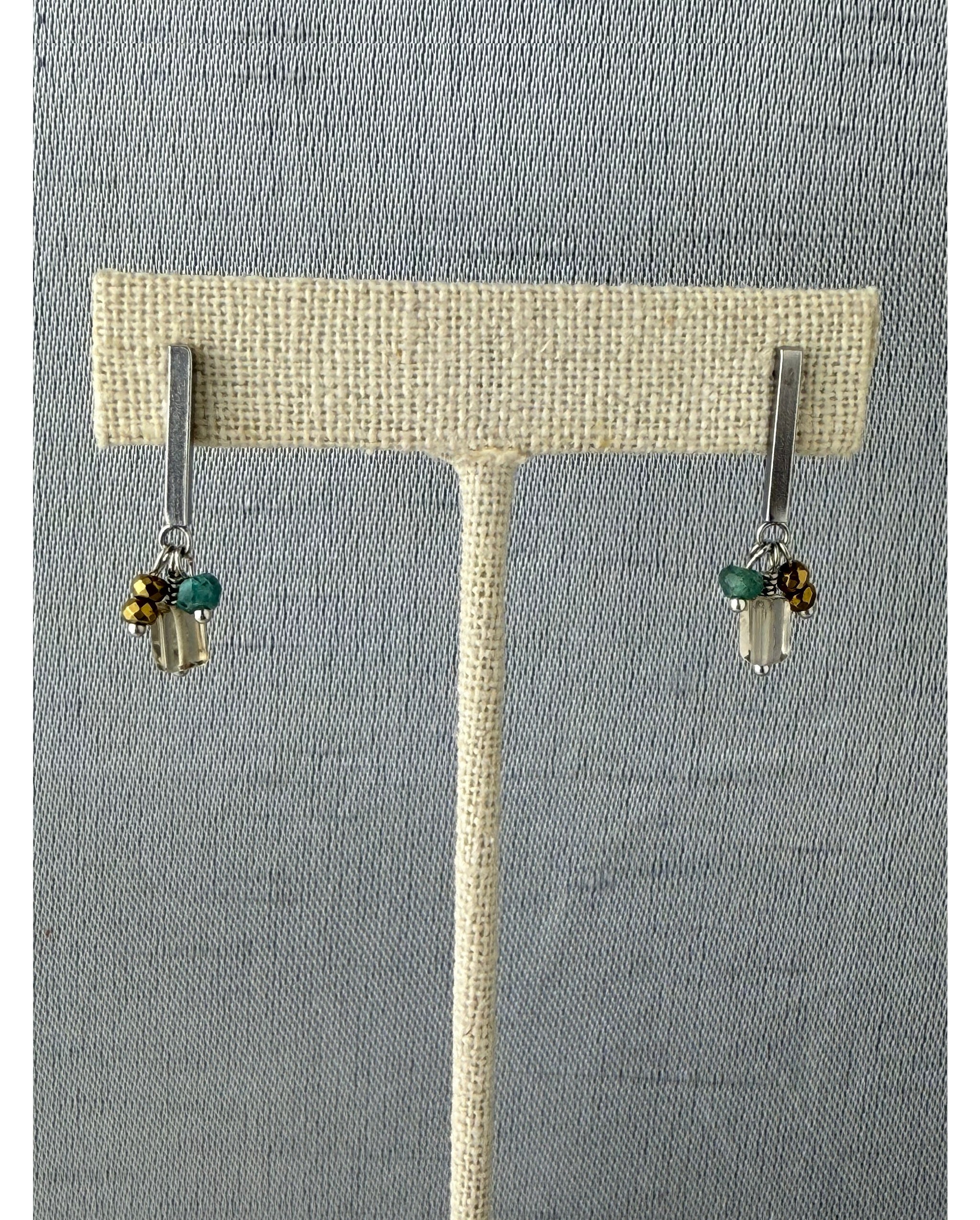 Iona Earring – Silver Tone / Smoky Quartz Mix – A handcrafted earrings by Alysian.