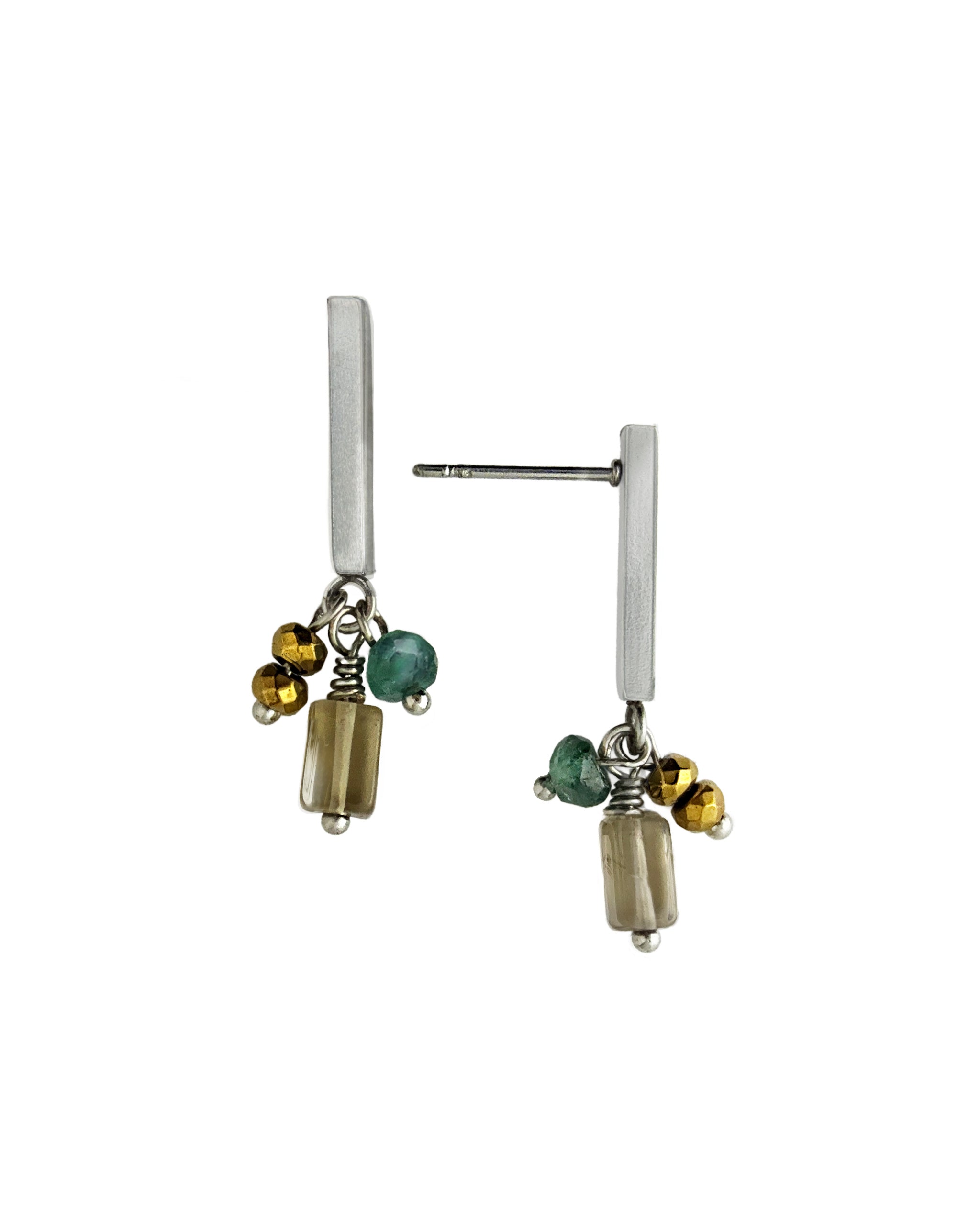 Iona Earring – Silver Tone / Smoky Quartz Mix – A handcrafted earrings by Alysian.