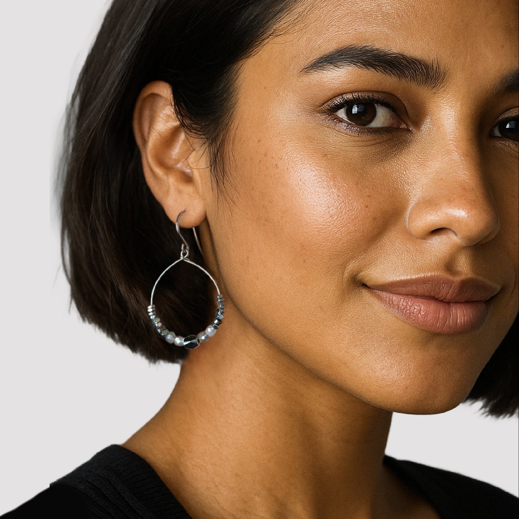 Luja Labradorite Hoop Earring – A handcrafted earring by Alysian.