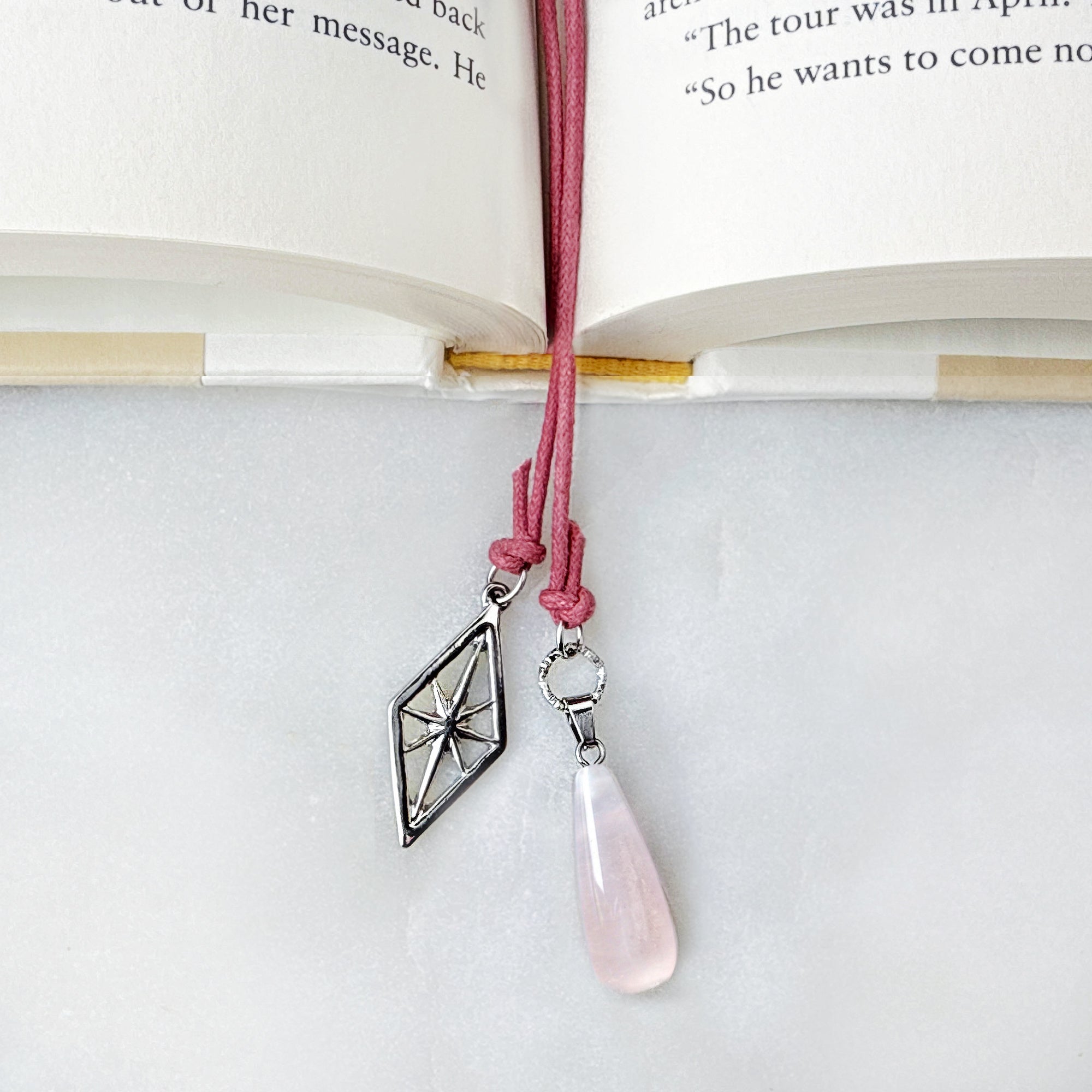 Mayve Rose Quartz Bookmark – A handcrafted bookmark by Alysian.