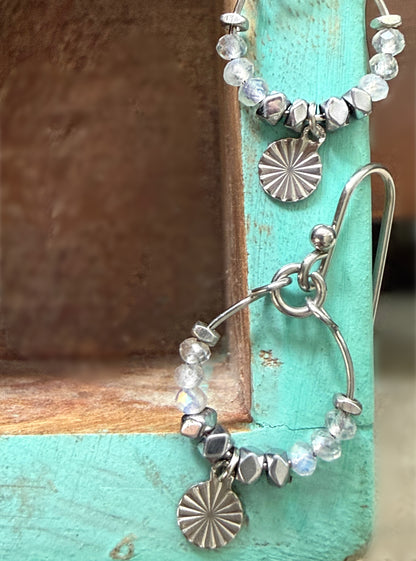 Nara Labradorite Mini Hoop Earring