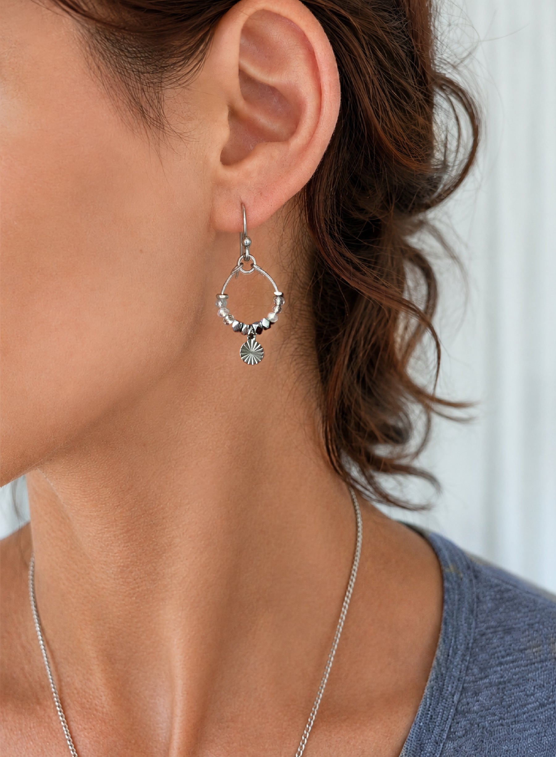 Nara Labradorite Mini Hoop Earring