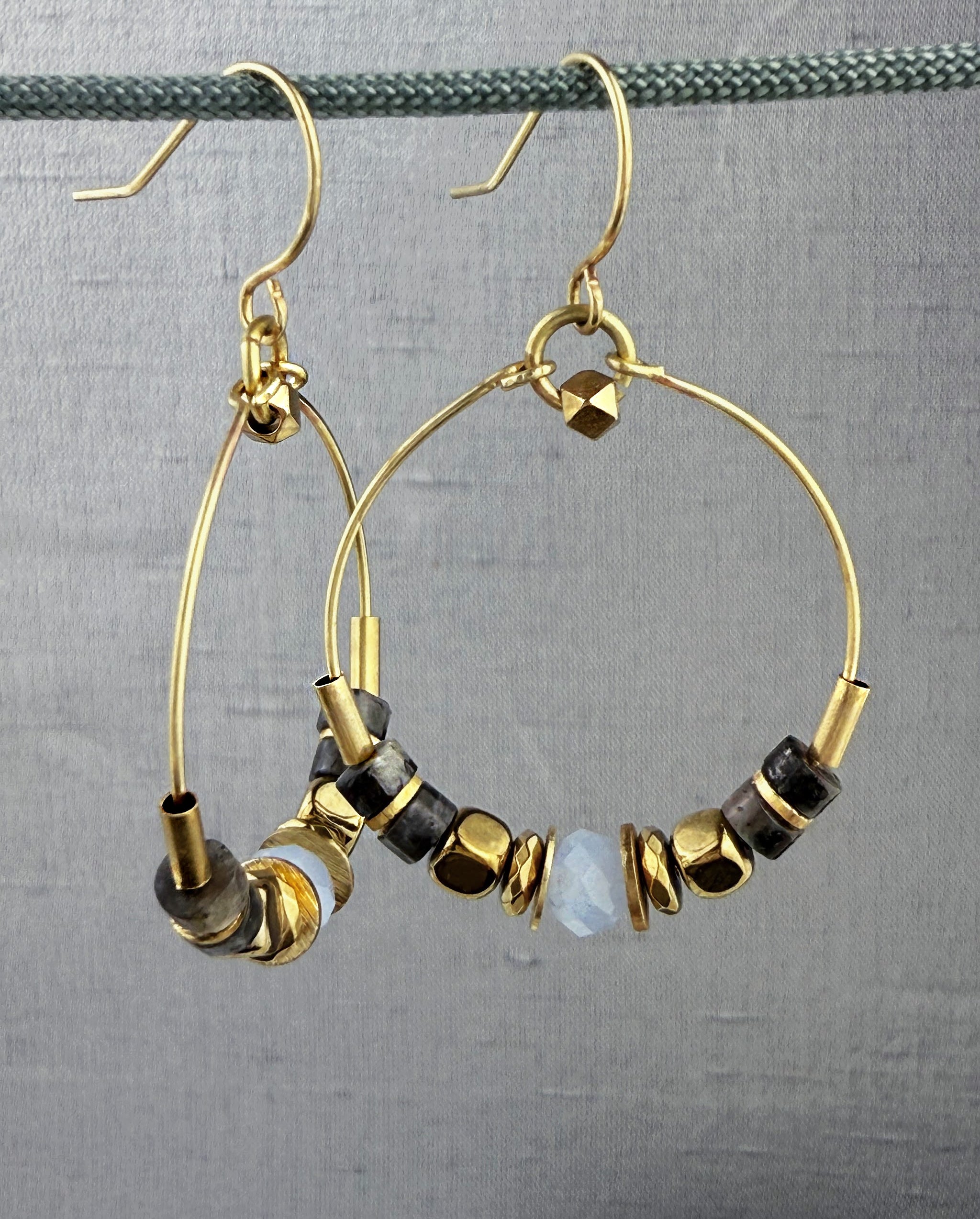 Parisa Hoop Earring - Blue Chalcedony – A handcrafted earring by Alysian.