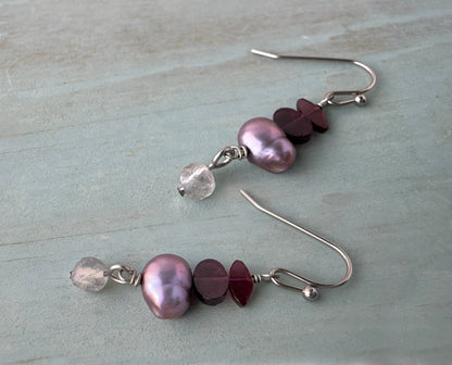 Rasi Garnet Drop Earring