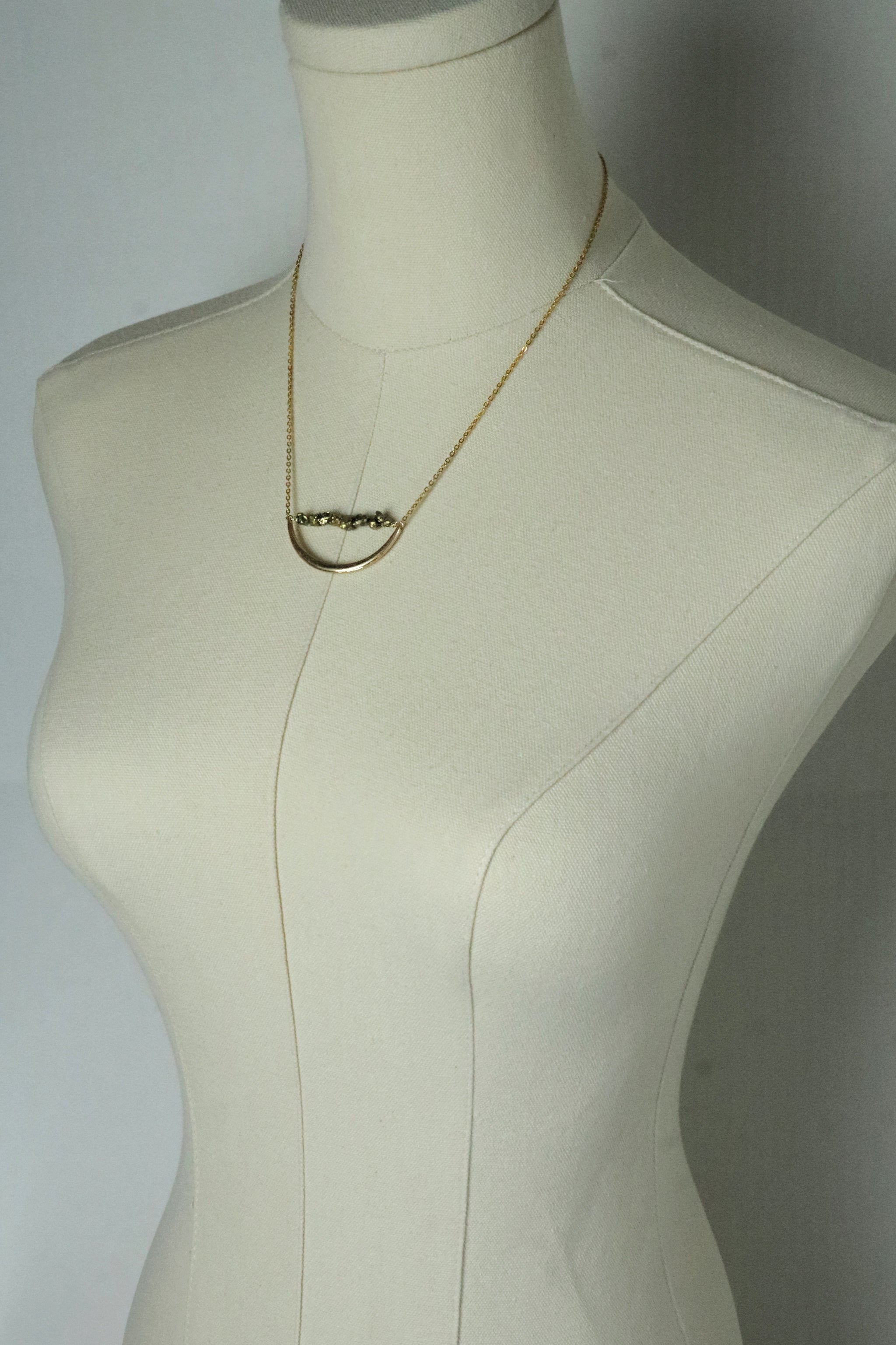 Selene Crescent Metallic Stone Necklace – A handcrafted necklace by Alysian.