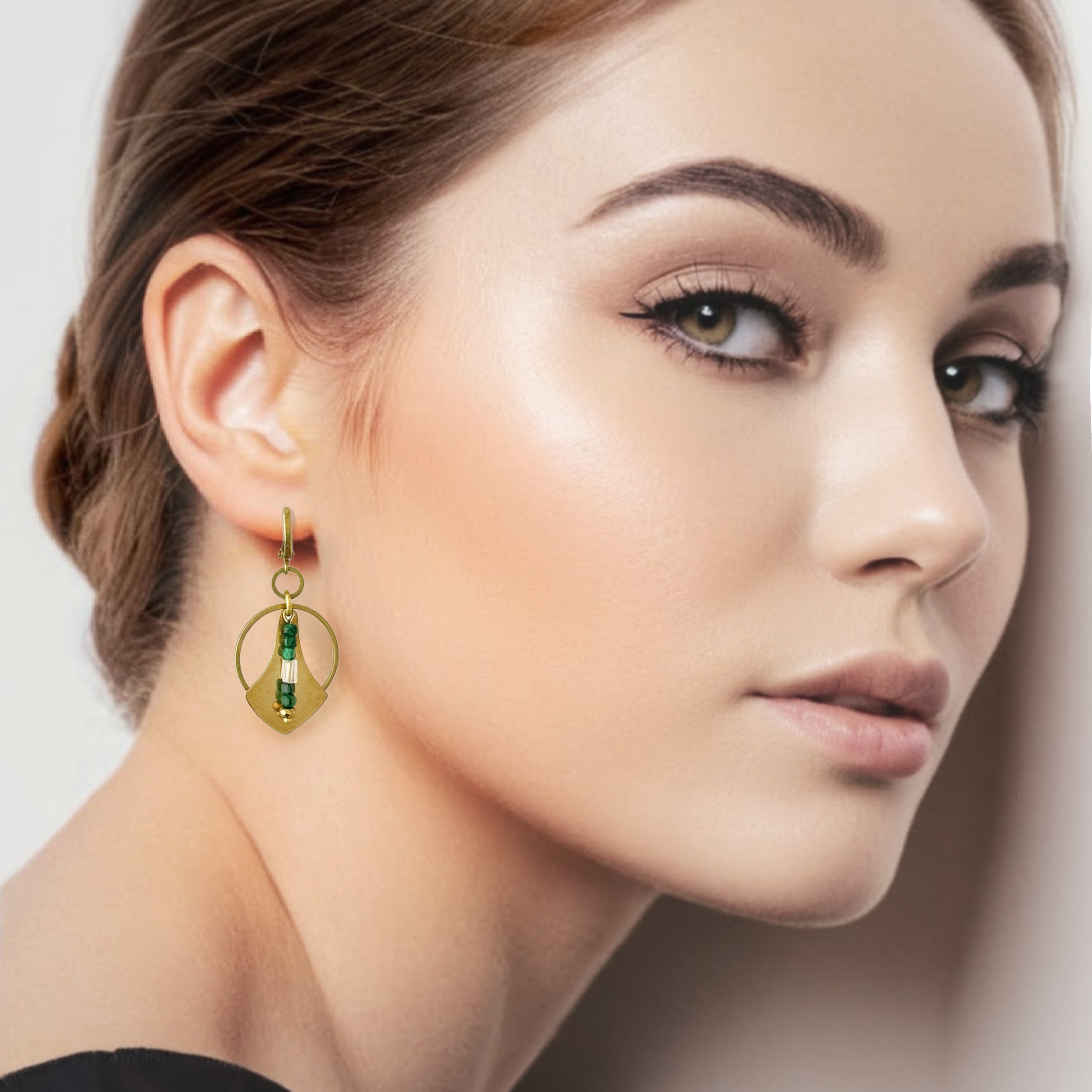 Silvana Hoop Earring - Malachite – A handcrafted earrings by Alysian.