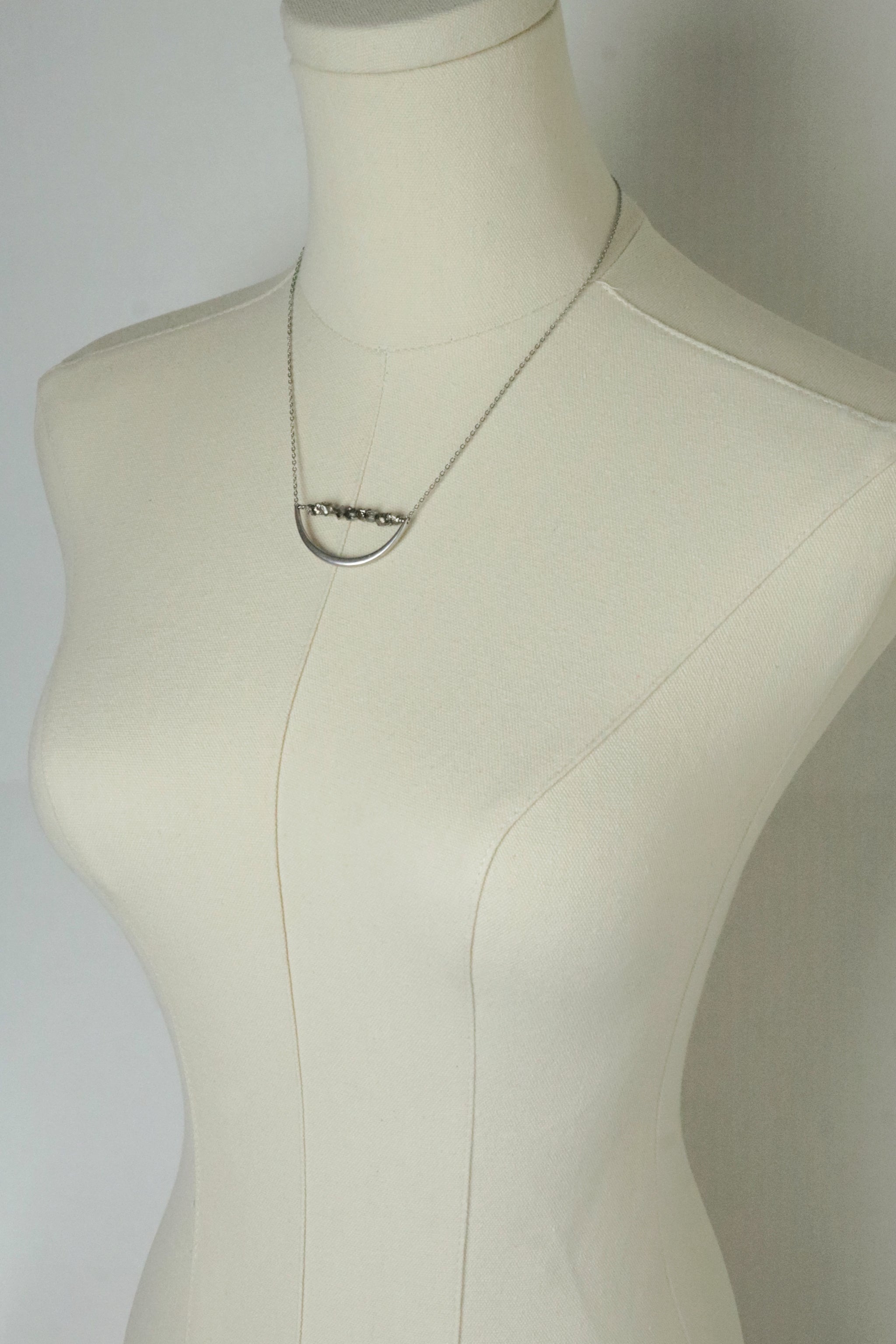 Selene Crescent Metallic Stone Necklace – A handcrafted necklace by Alysian.