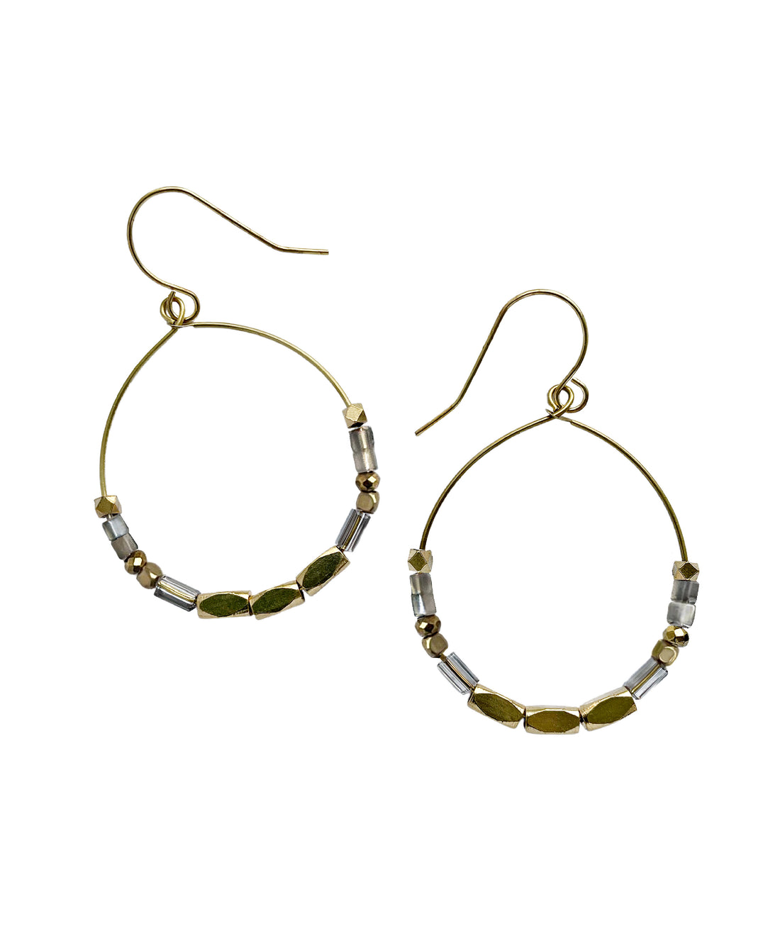 Thea Hoop Earring - Moonstone – A handcrafted gemstone beaded hoop earring by Alysian.
