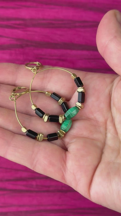 Caden Malachite Hoop Earring