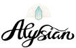 Logo of Alysian with a stylized crystal on a white background