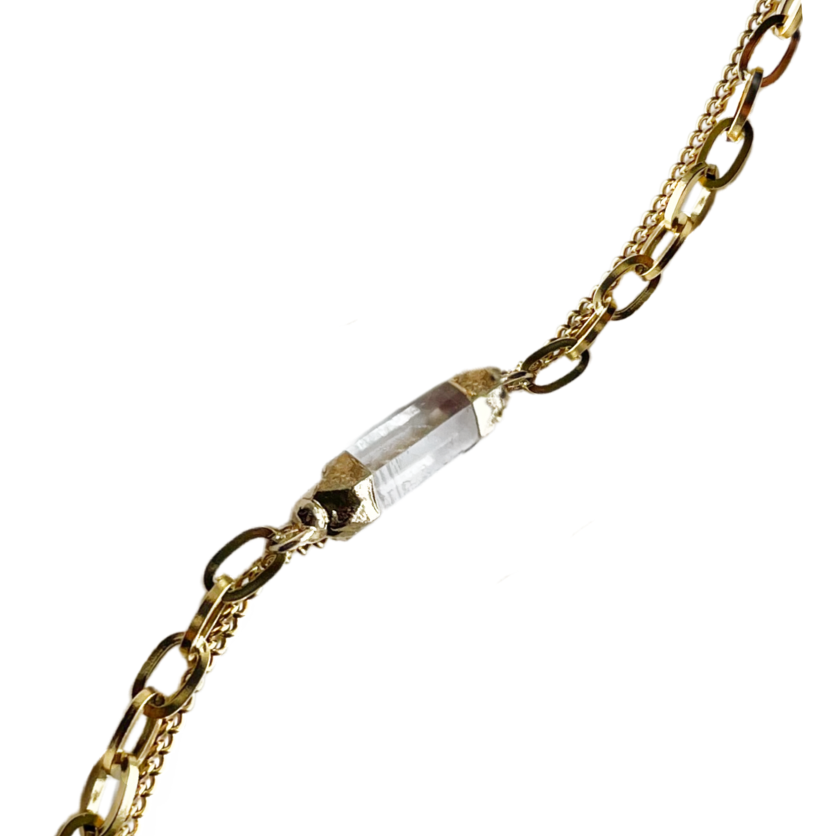 Aella Clear Quartz Bracelet – Gold Tone – A handcrafted bracelet by Alysian.