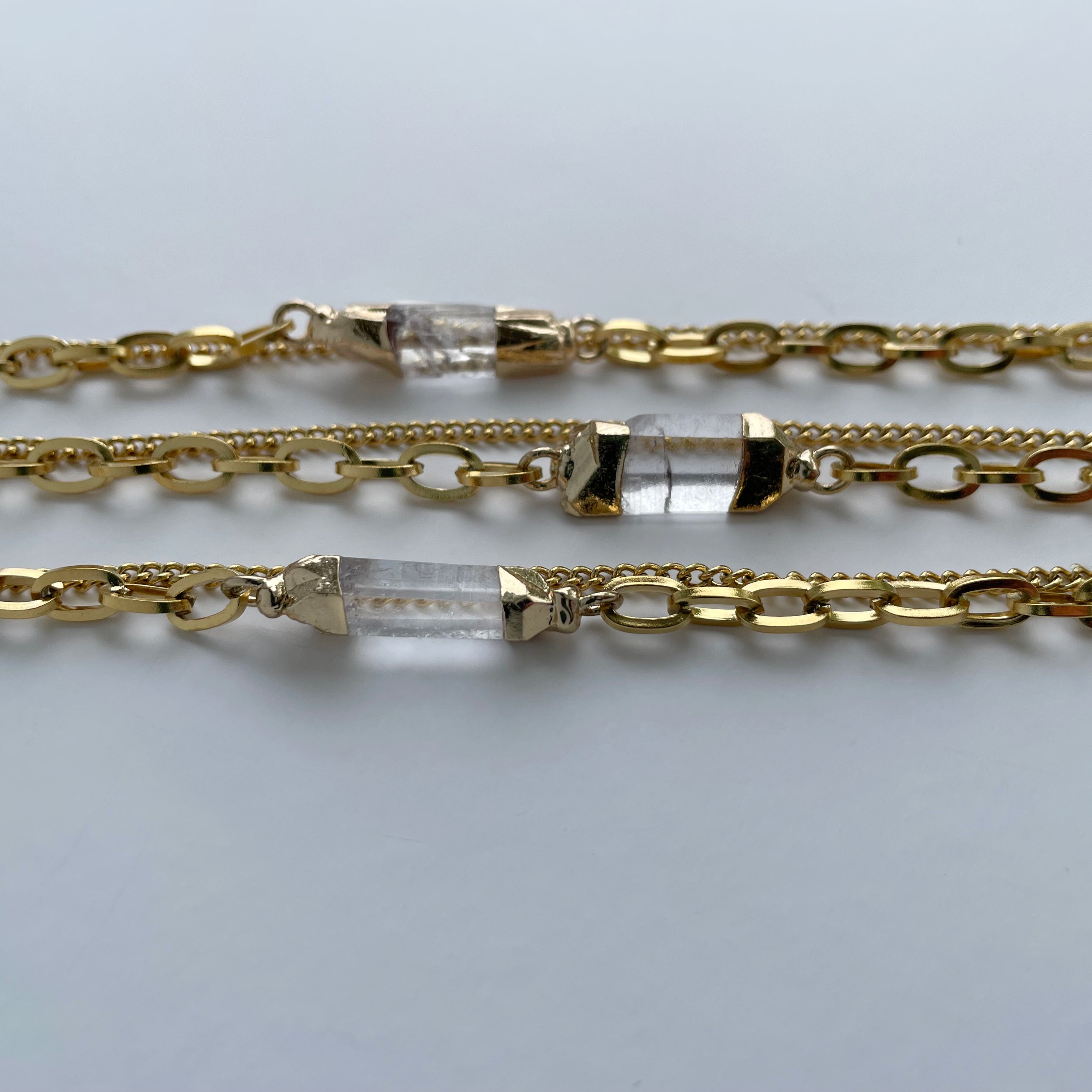 Aella Clear Quartz Bracelet – Gold Tone – A handcrafted bracelet by Alysian.